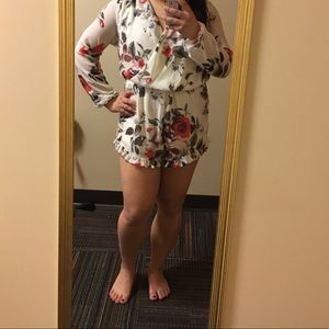 J for Justify Floral Print Sheer Romper Medium